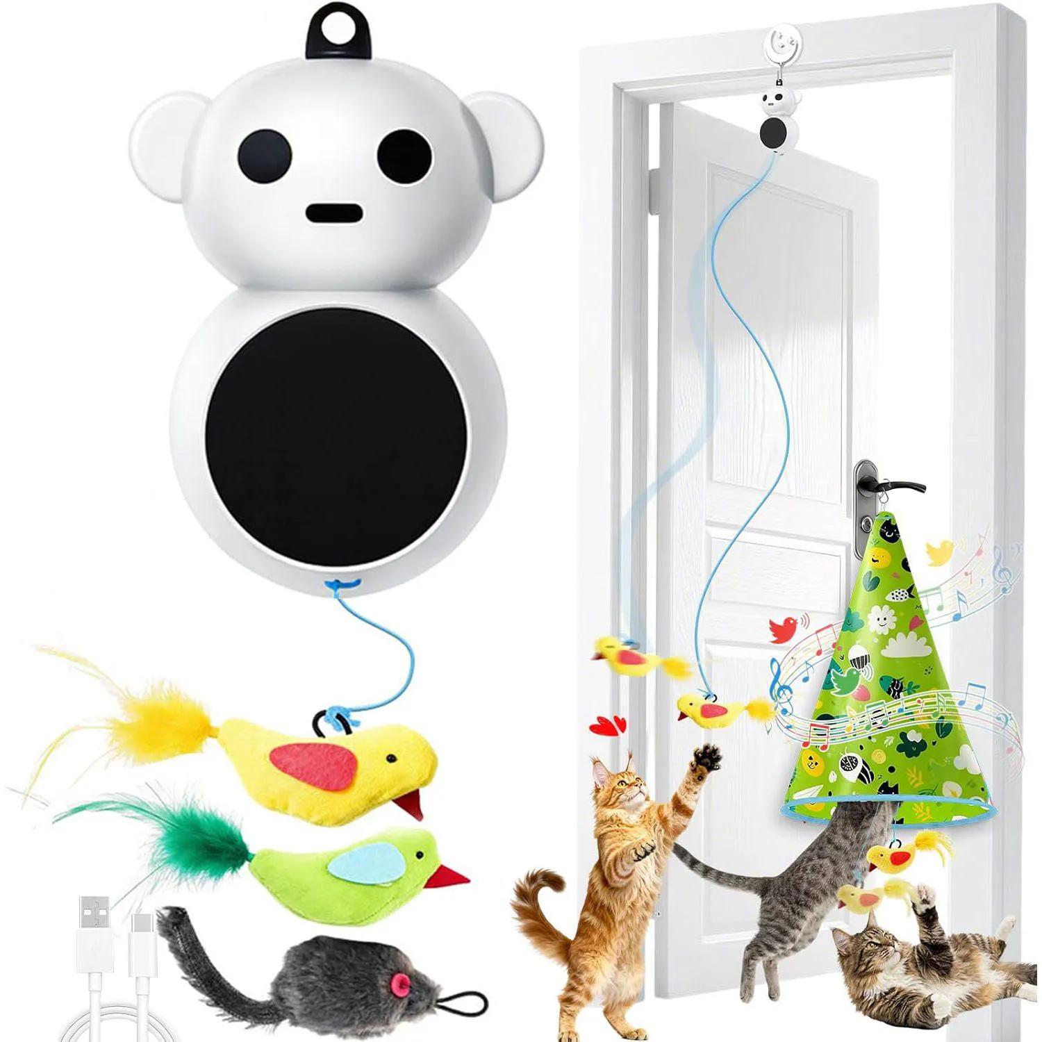 Juguete para Gatos Colgante Automático Pájaro Interactivo Recargable