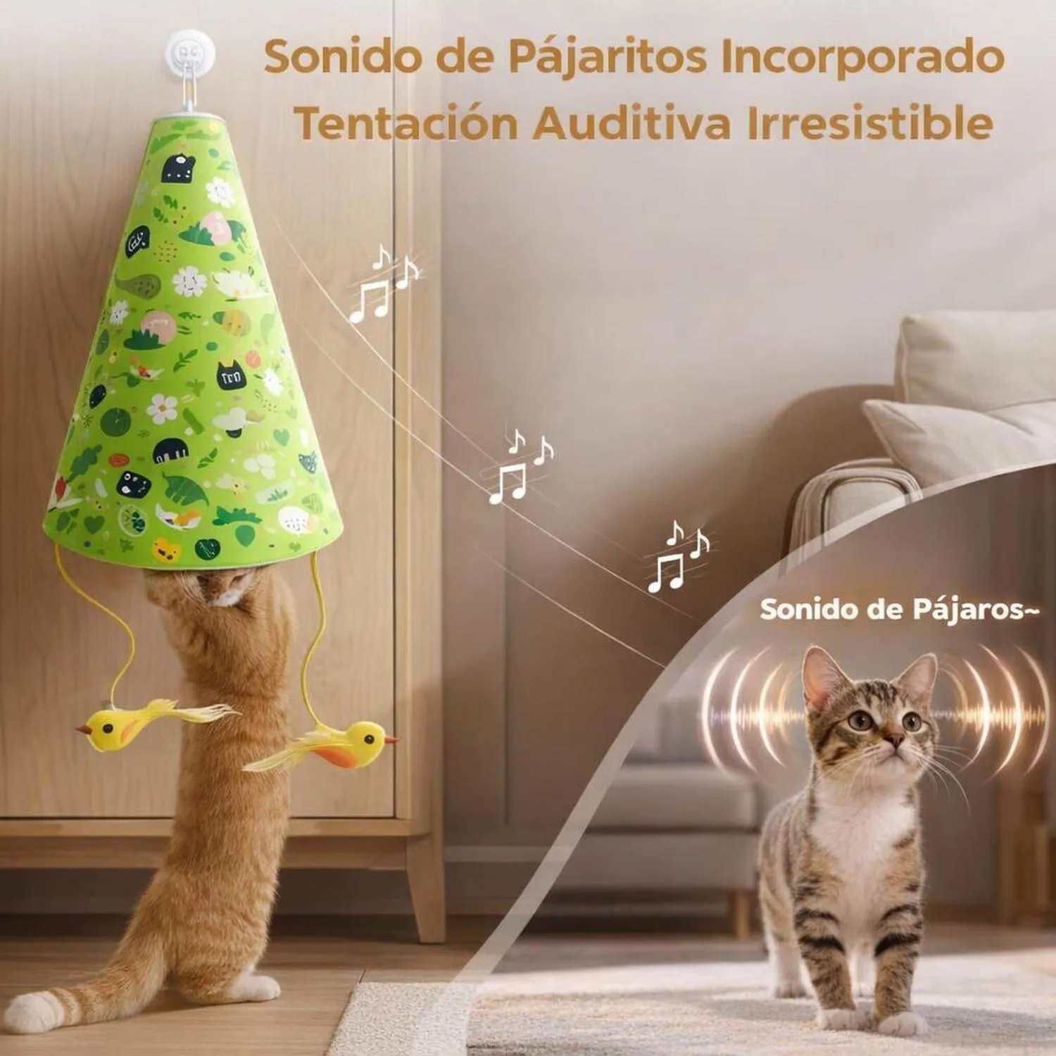 Juguete para Gatos Colgante Automático Pájaro Interactivo Recargable 3