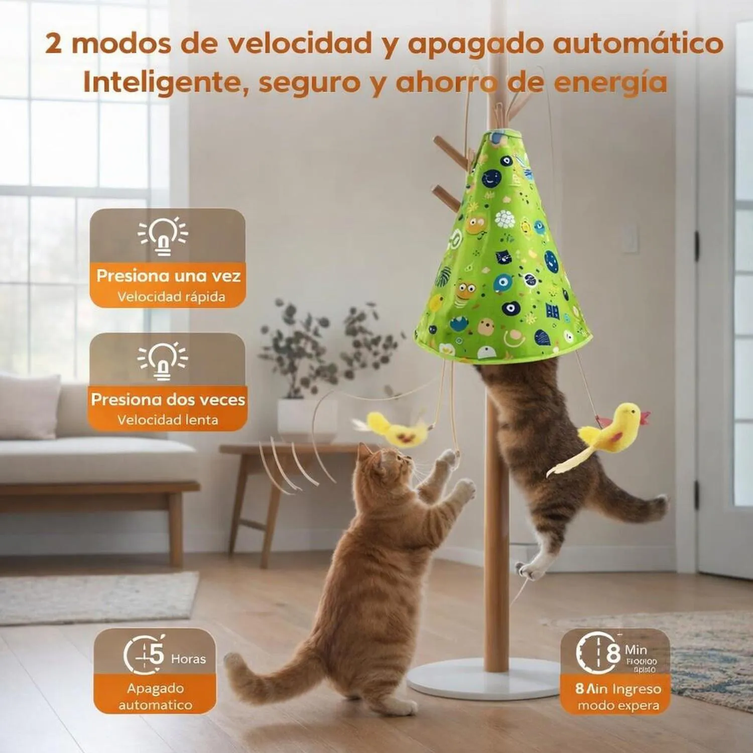 Juguete para Gatos Colgante Automático Pájaro Interactivo Recargable 4