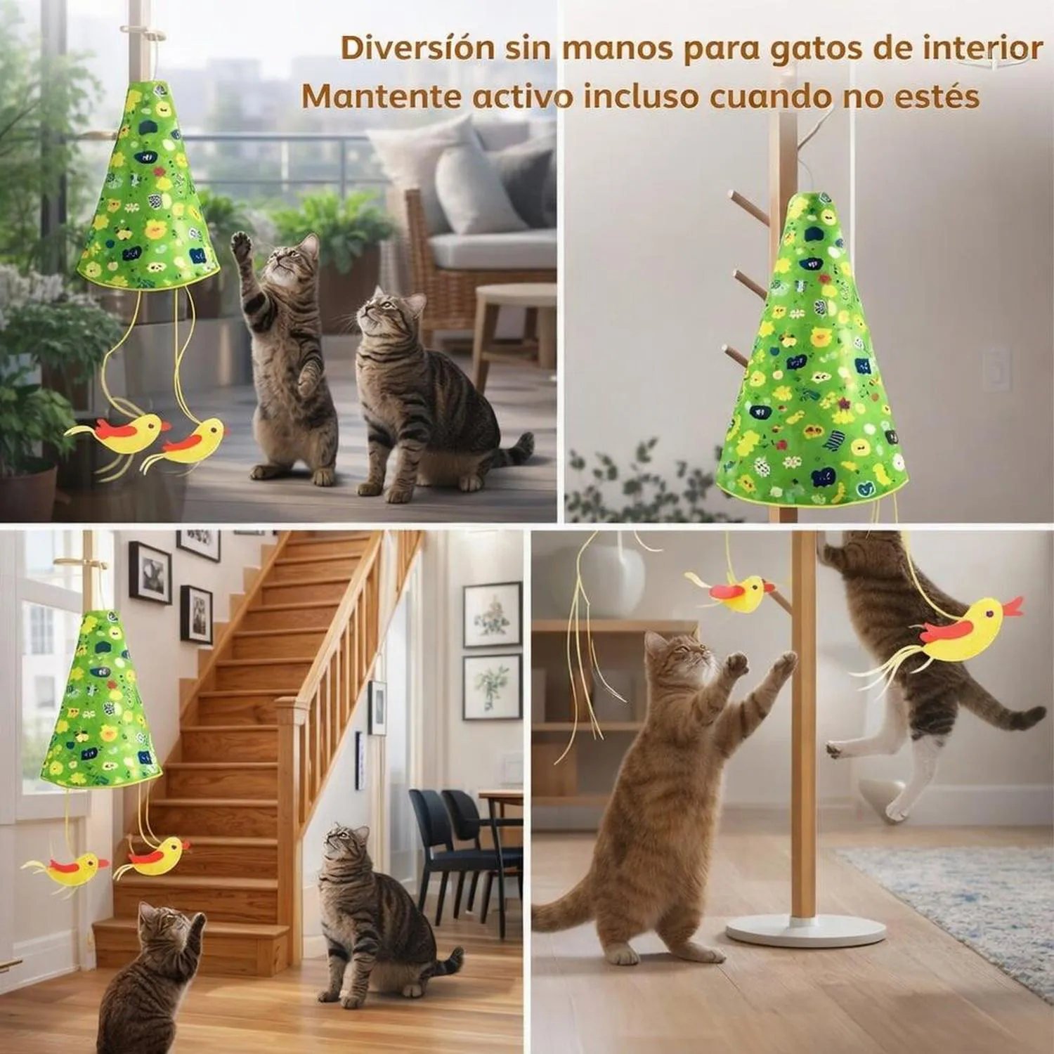Juguete para Gatos Colgante Automático Pájaro Interactivo Recargable 5