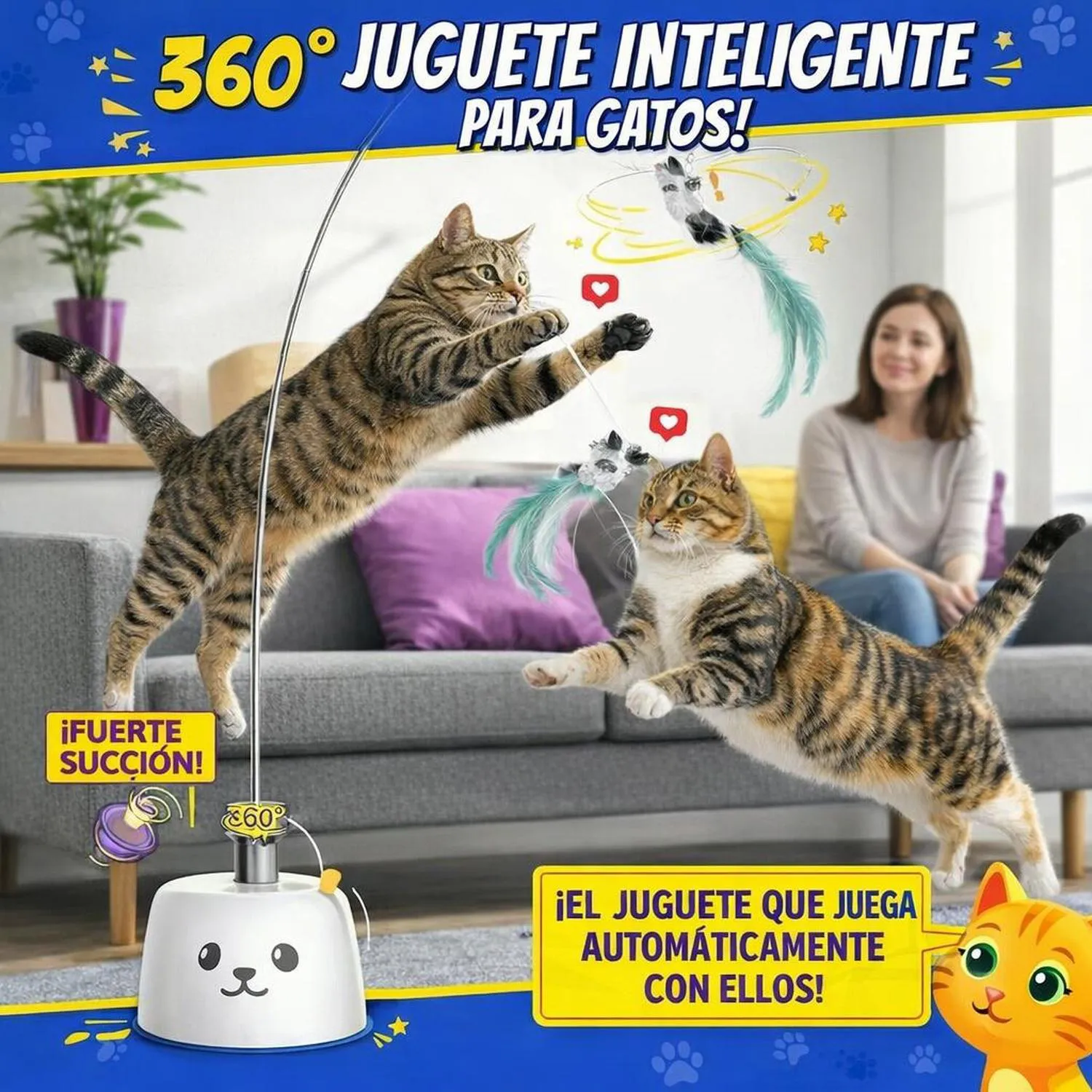 Juguete para Gatos Varita Automática Pájaro Volador Silicona Recargable Catpick