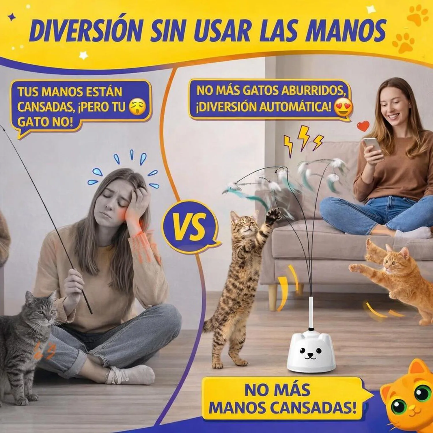 Juguete para Gatos Varita Automática Pájaro Volador Silicona Recargable Catpick 4