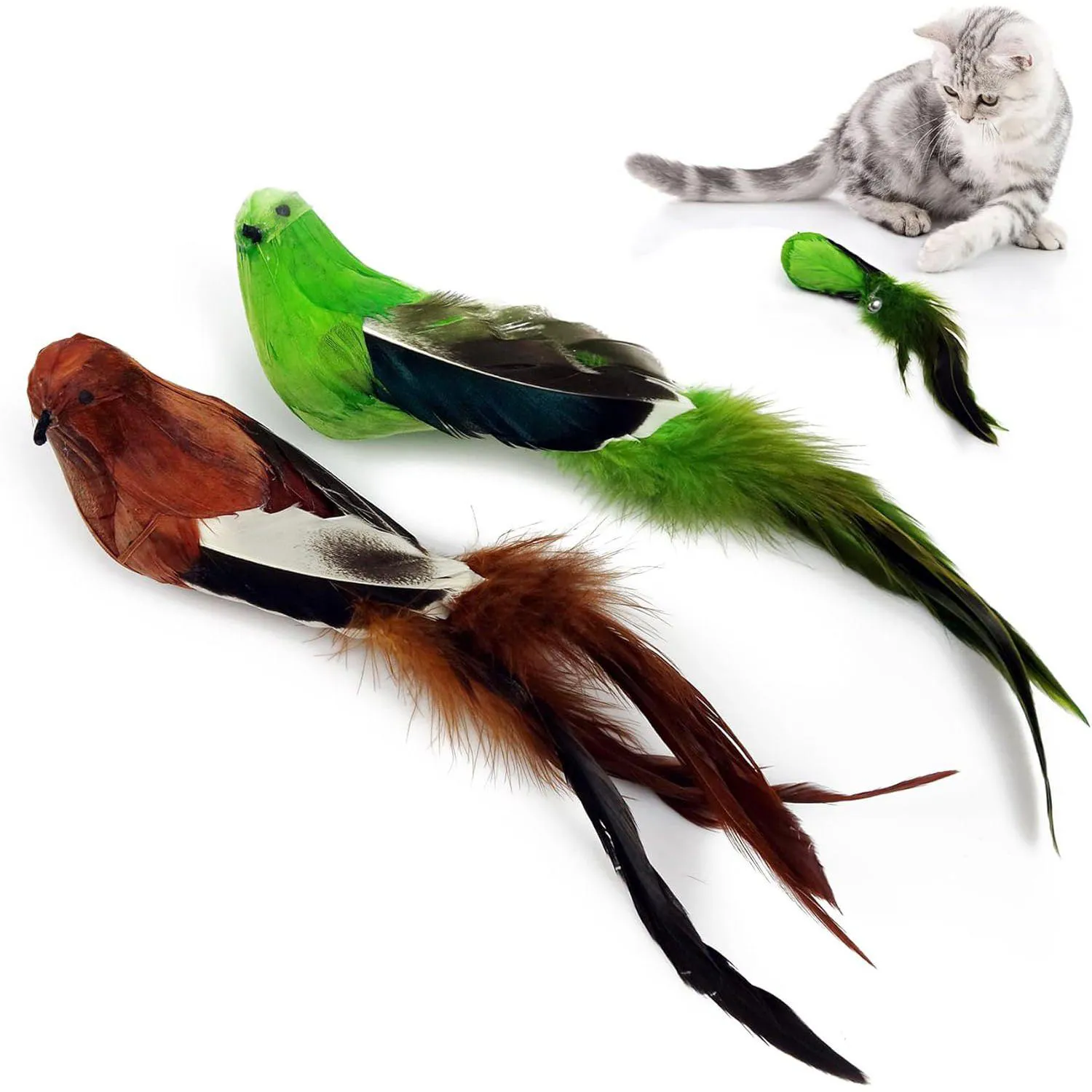 Juguete para Gatos Pájaro Plumas Natural con Campana TTcat