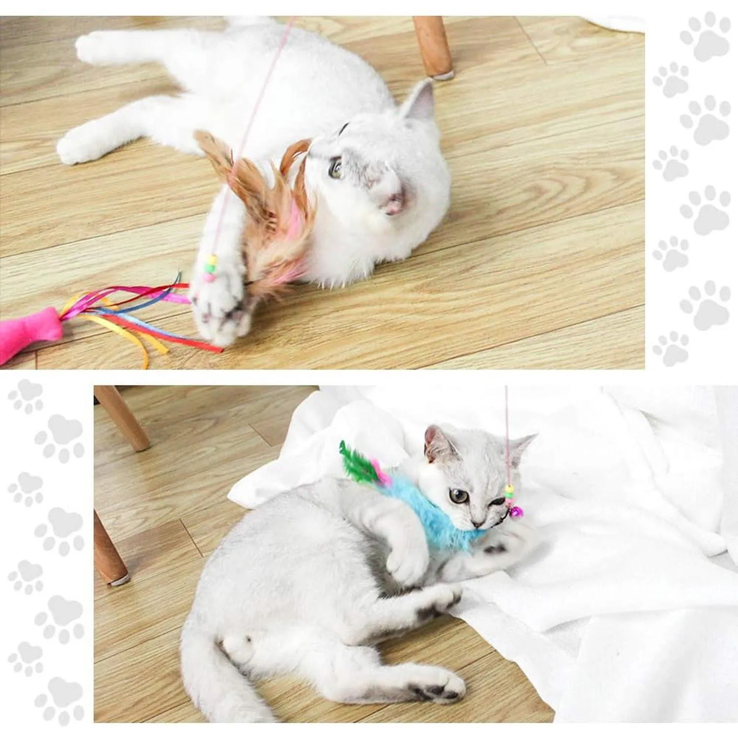 Juguete Para Gato Varita Interactiva Con Plumas Naturales 3 Unidades 3