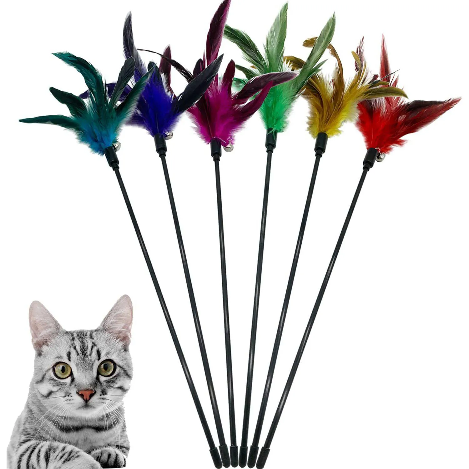Juguete para Gatos Varita plumas Interactiva 45 cm Cateness