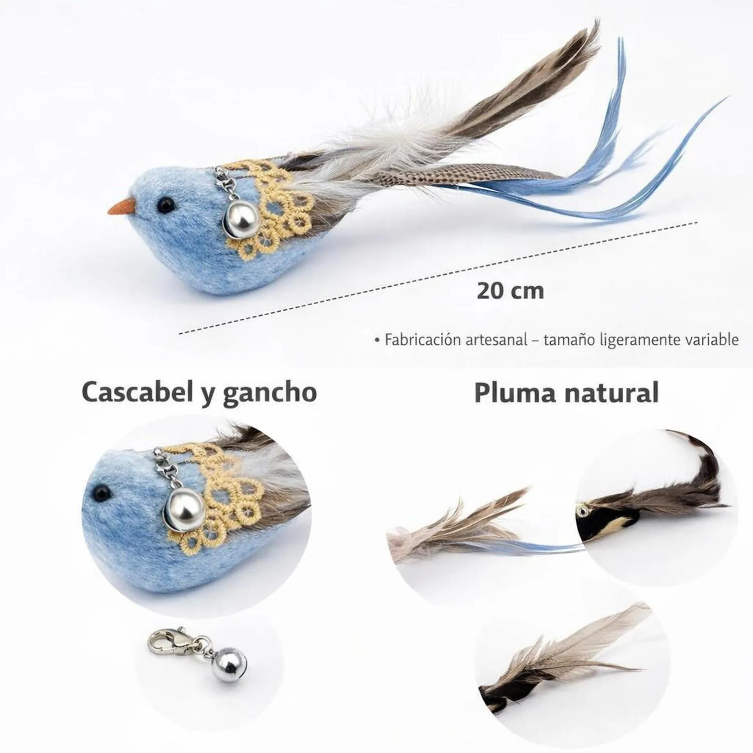 Juguete para Gatos Repuesto Pájaro Plumas con Campana 11 Piezas