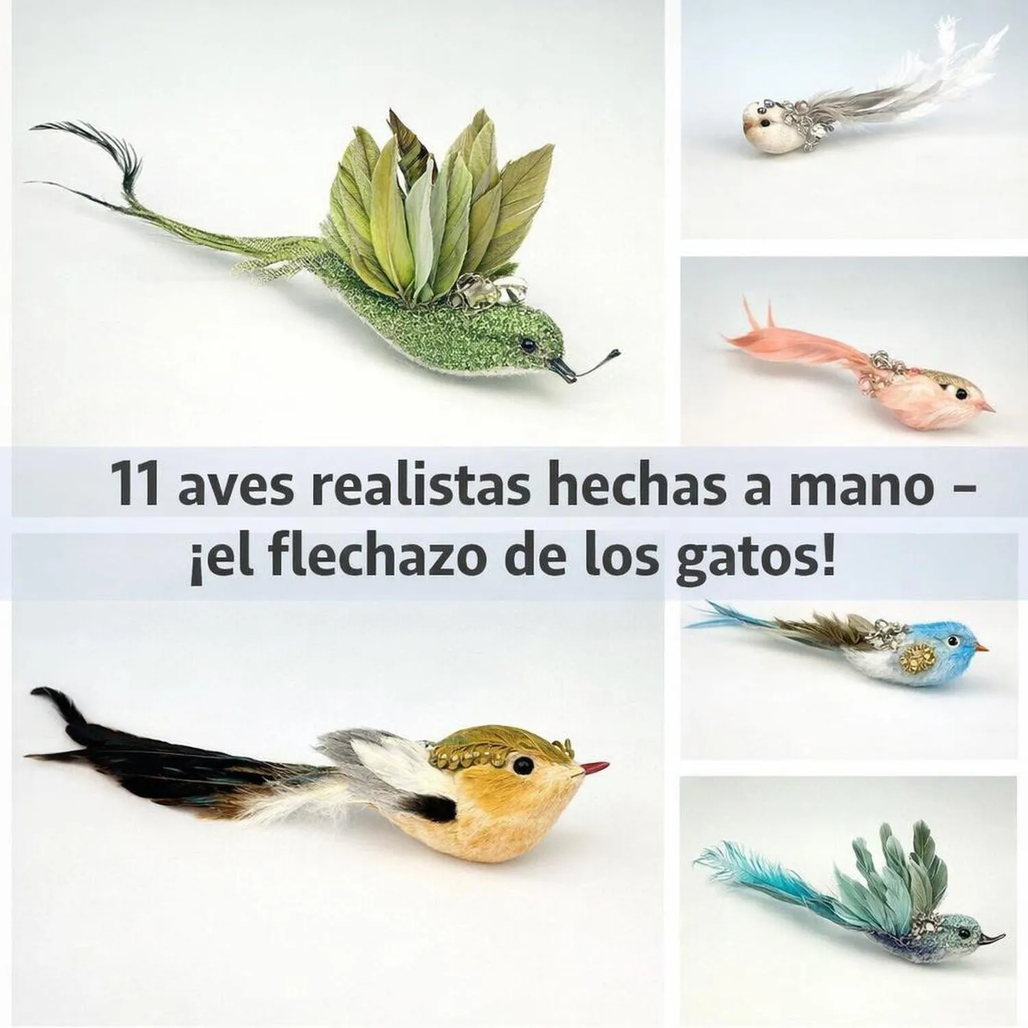 Juguete para Gatos Repuesto Pájaro Plumas con Campana 11 Piezas 3