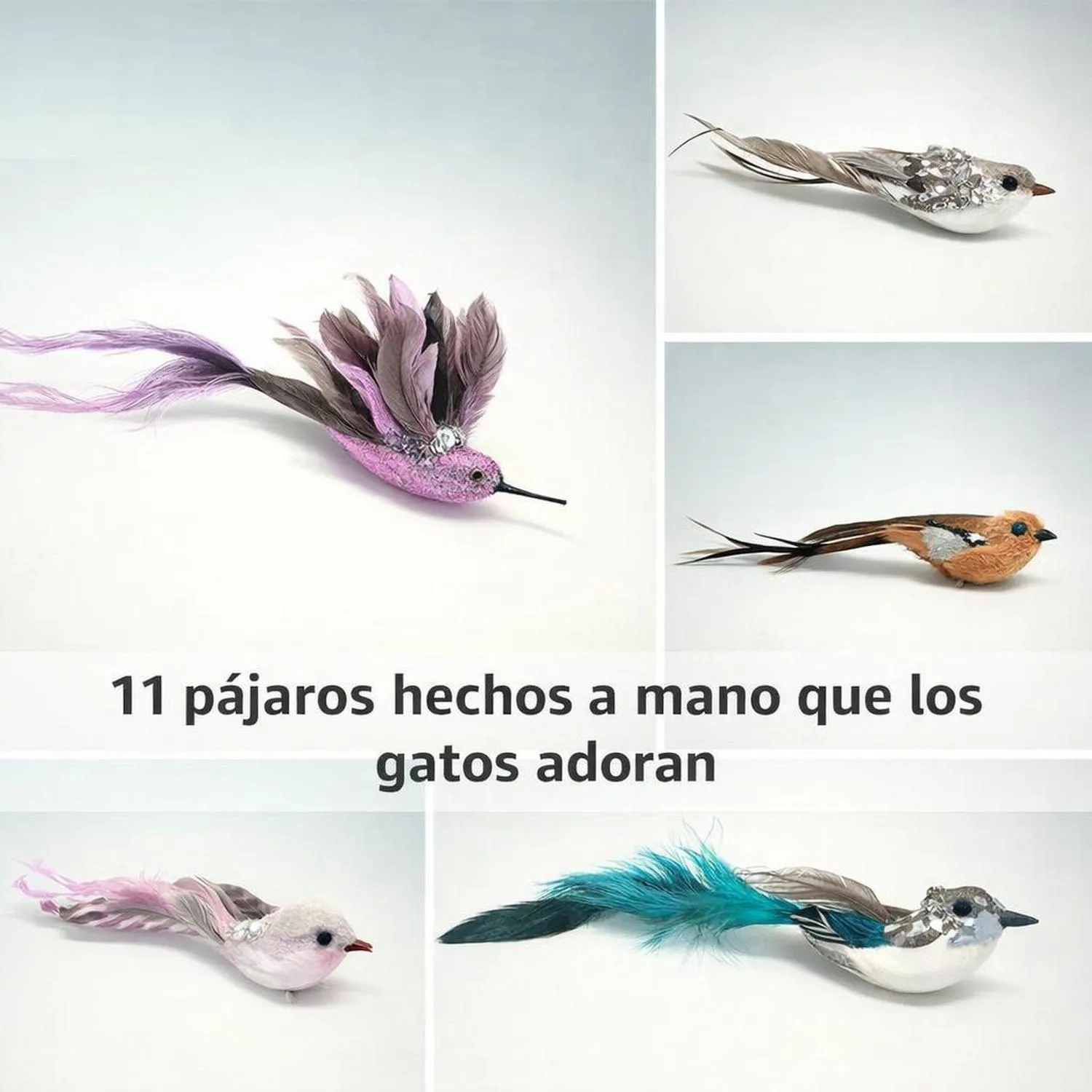 Juguete para Gatos Repuesto Pájaro Plumas con Campana 11 Piezas 4