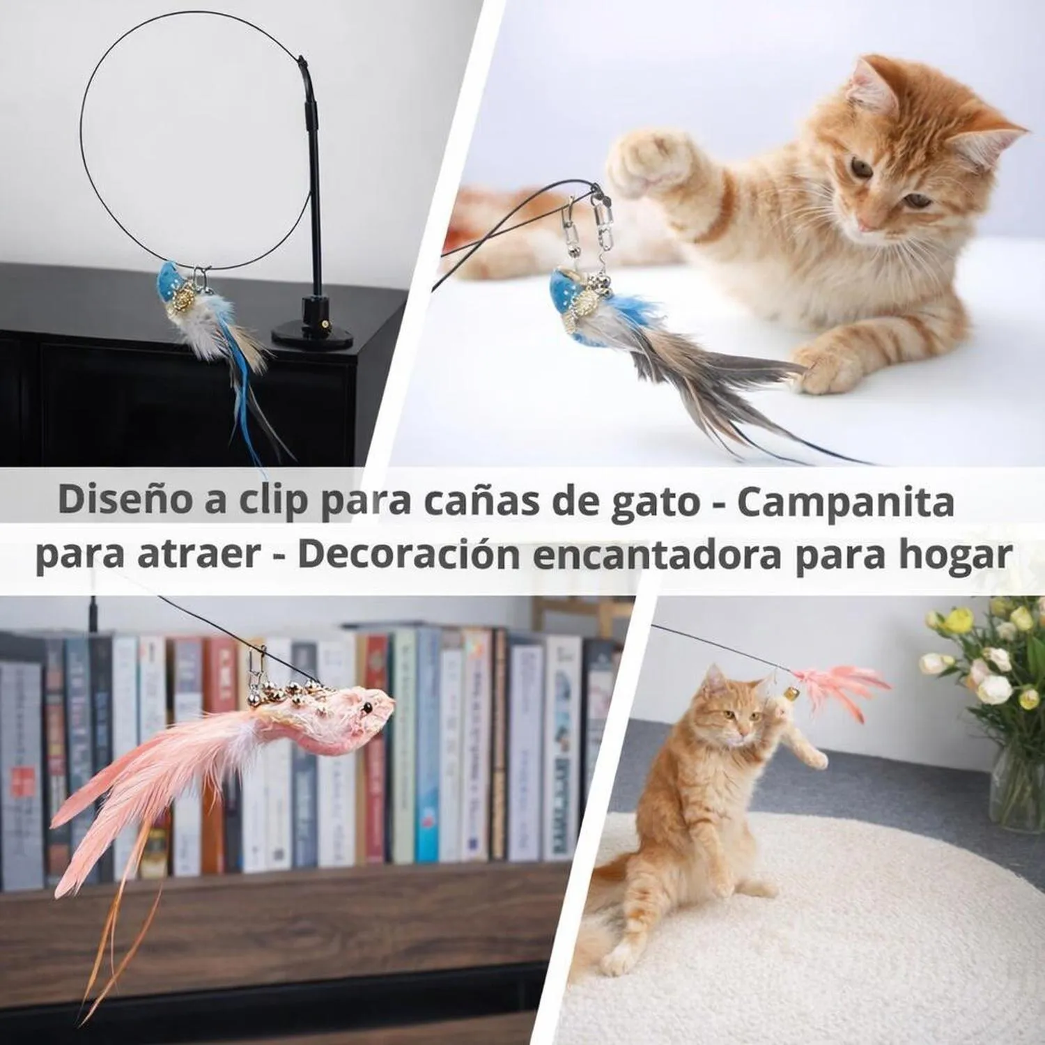 Juguete para Gatos Repuesto Pájaro Plumas con Campana 11 Piezas 5