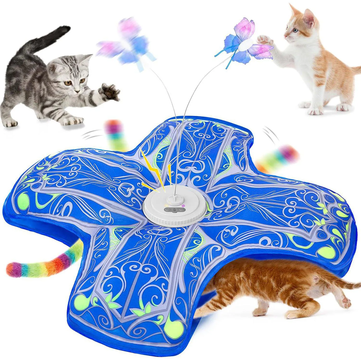 Juguete para Gatos Automático Escondite Mariposa Tela Recargable Qraxond