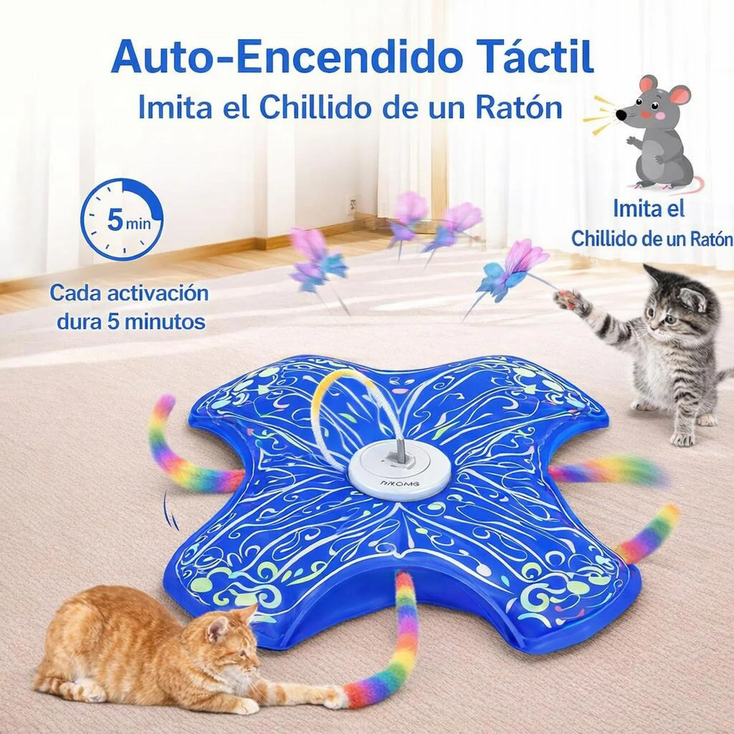 Juguete para Gatos Automático Escondite Mariposa Tela Recargable Qraxond 3
