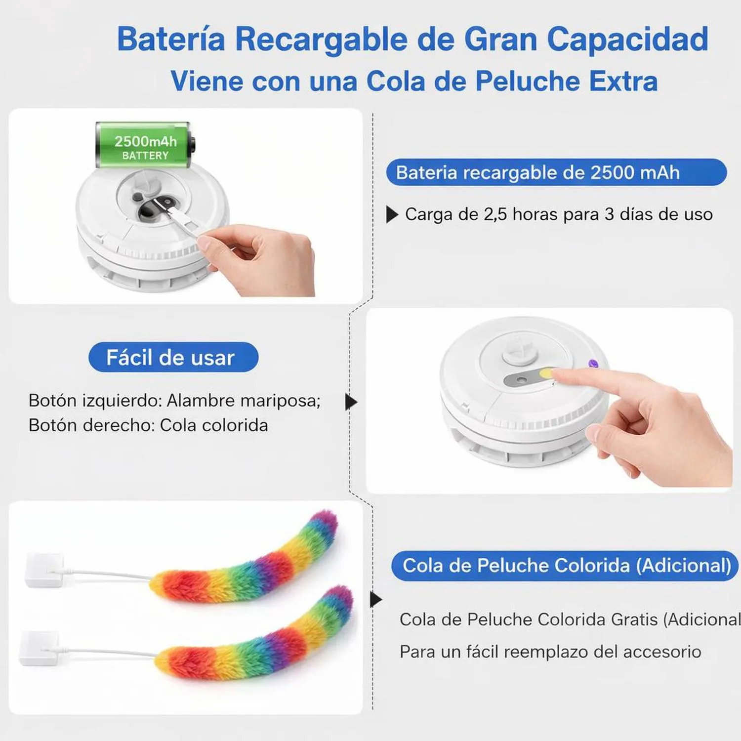 Juguete para Gatos Automático Escondite Mariposa Tela Recargable Qraxond 5