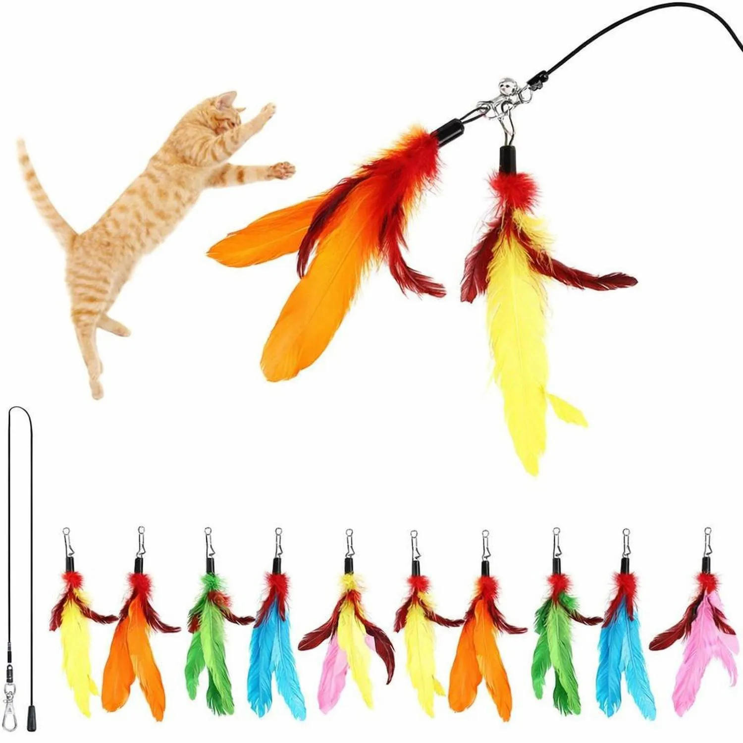 Juguete para Gatos Repuesto Plumas Natural 40 cm Meohui