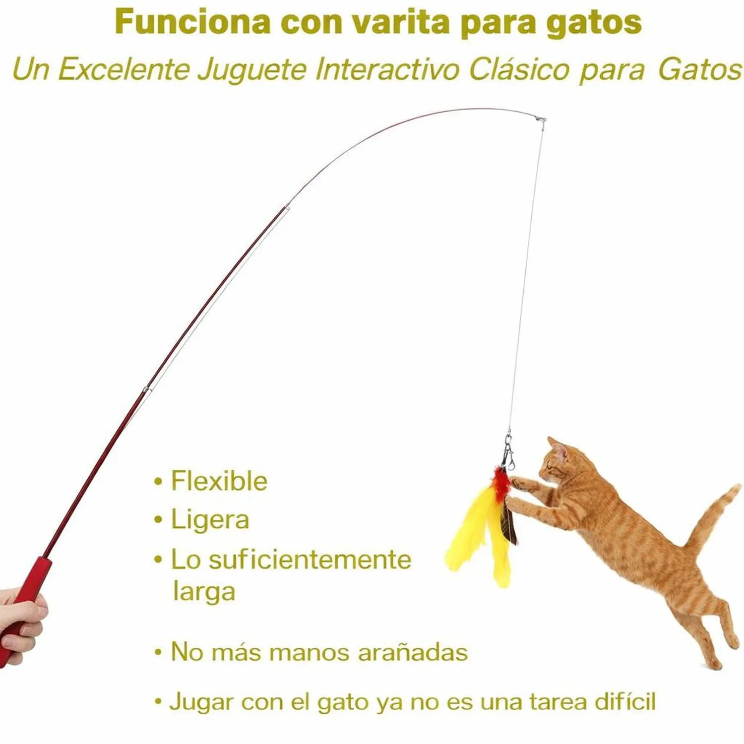 Juguete para Gatos Repuesto Plumas Natural 40 cm Meohui 3
