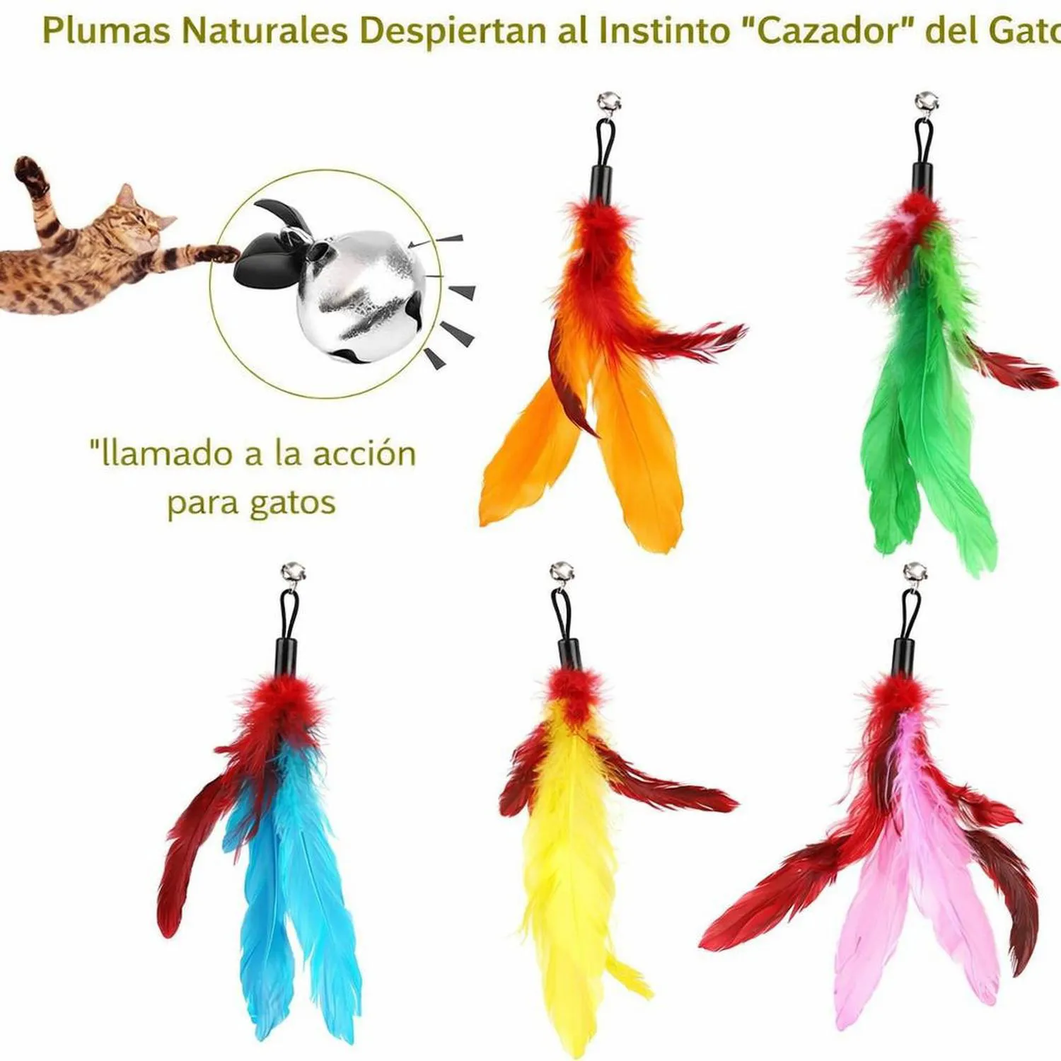 Juguete para Gatos Repuesto Plumas Natural 40 cm Meohui 4