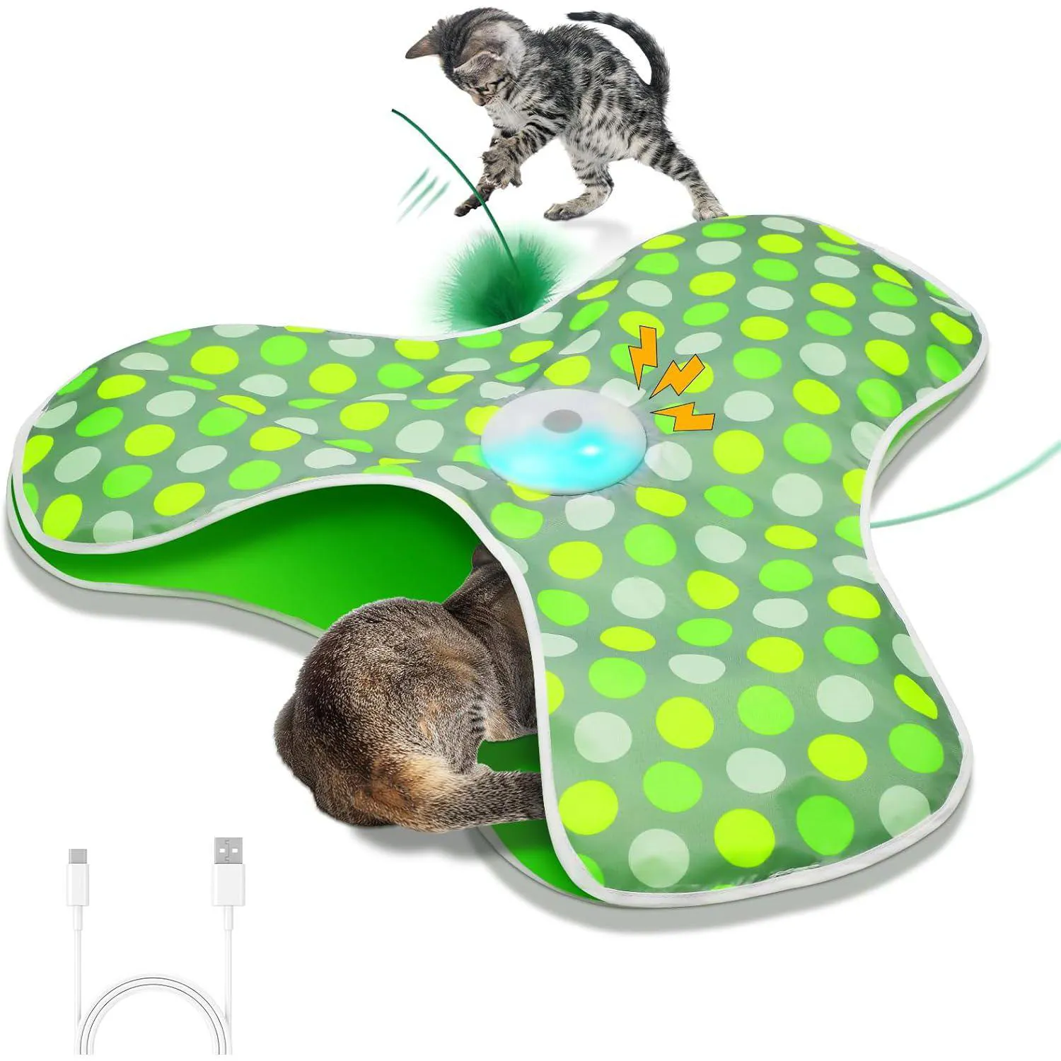 Juguete para Gatos Automático Escondite Plumas Tela Recargable Sofolor