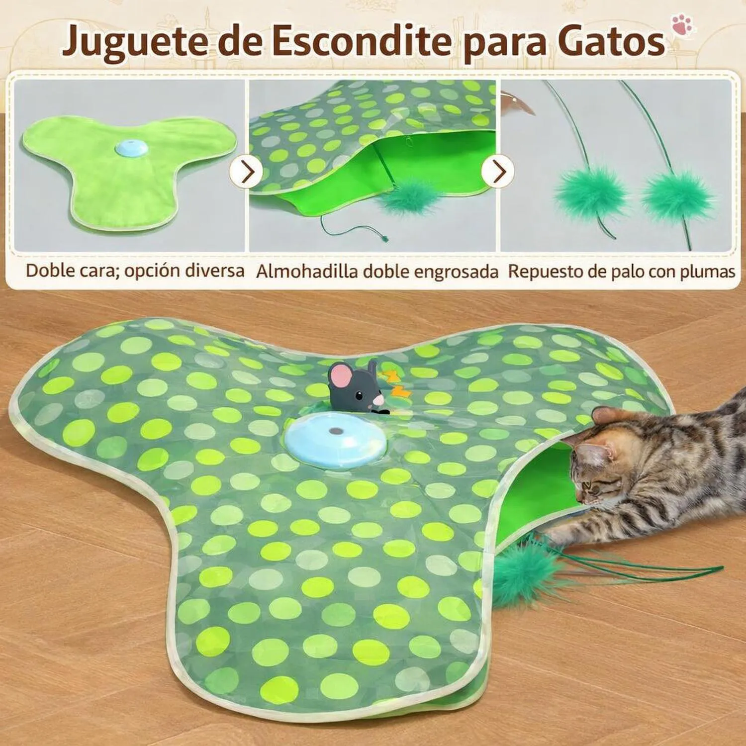 Juguete para Gatos Automático Escondite Plumas Tela Recargable Sofolor