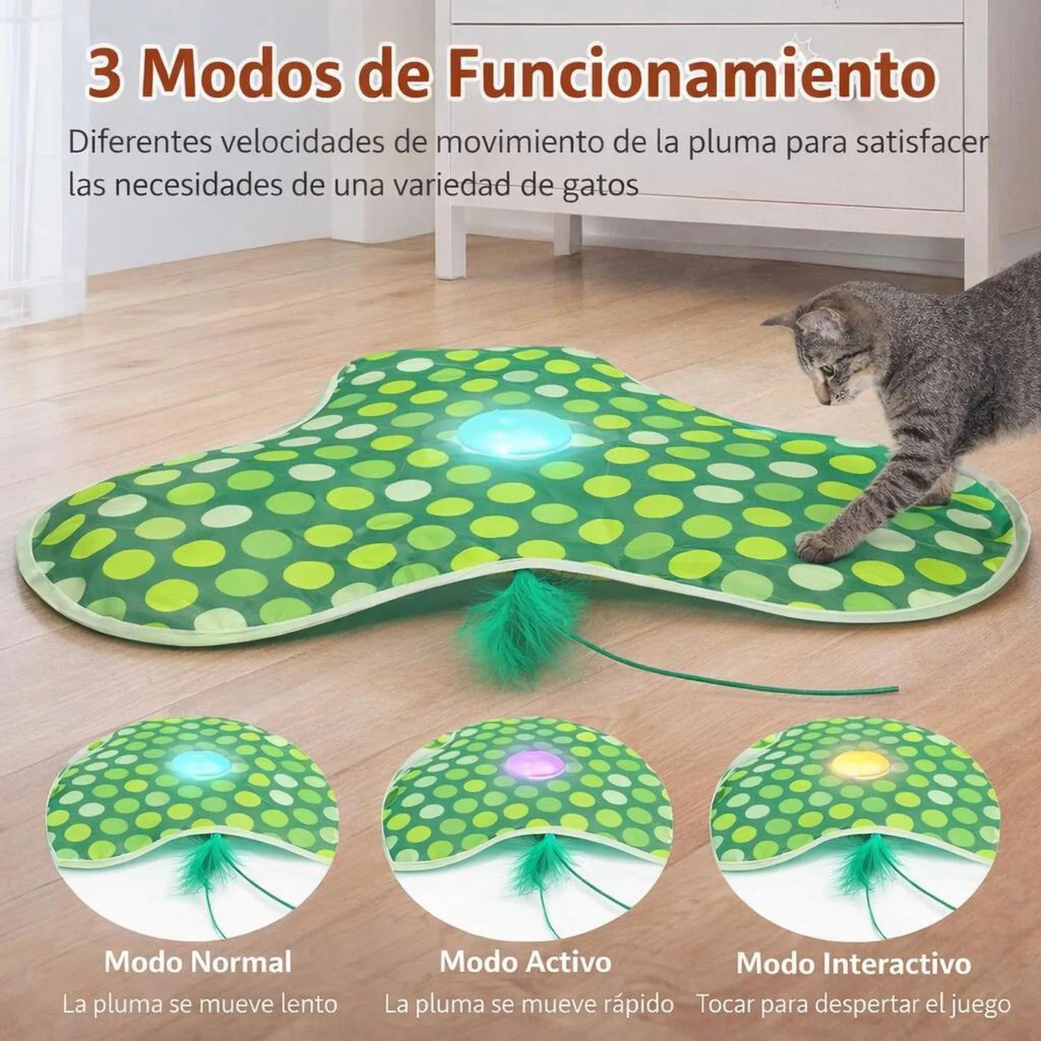 Juguete para Gatos Automático Escondite Plumas Tela Recargable Sofolor 4