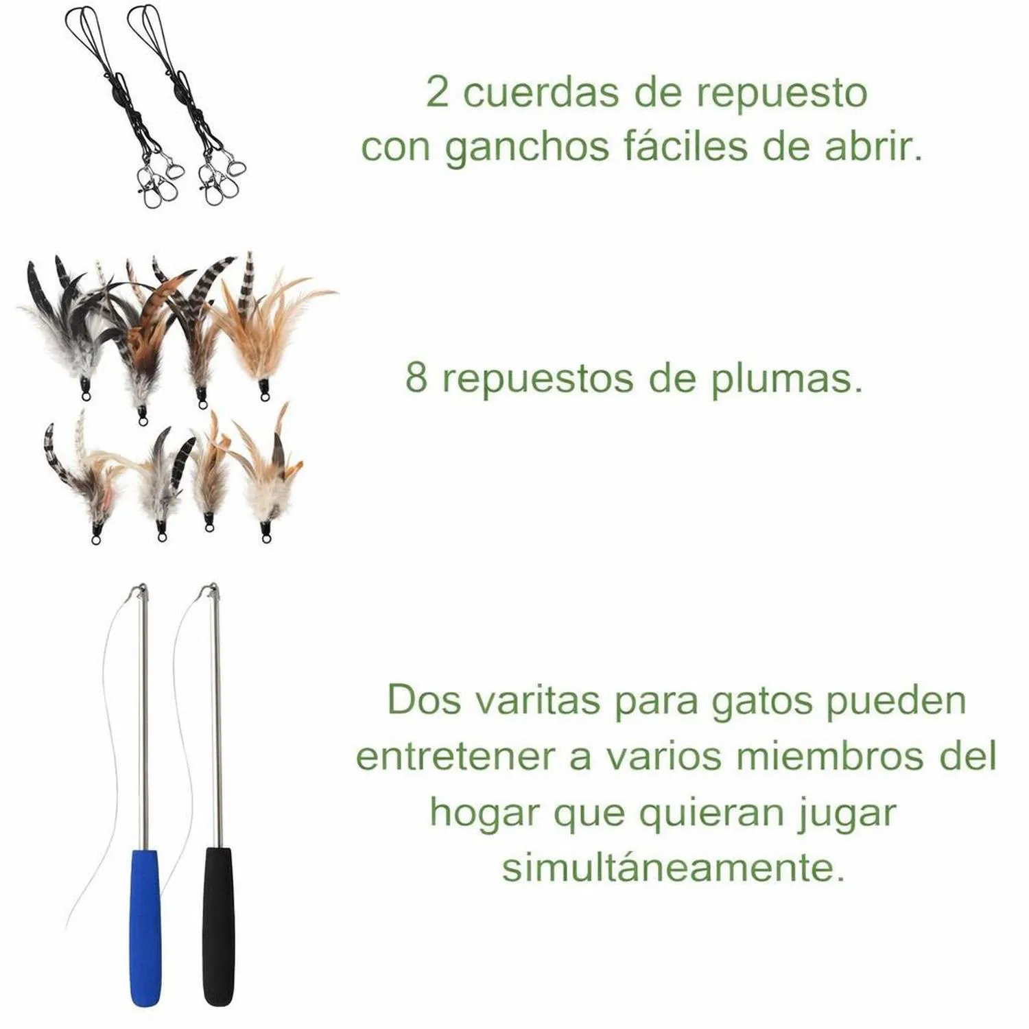 Juguete para Gatos Varita Plumas Natural Interactiva EcoCity 4