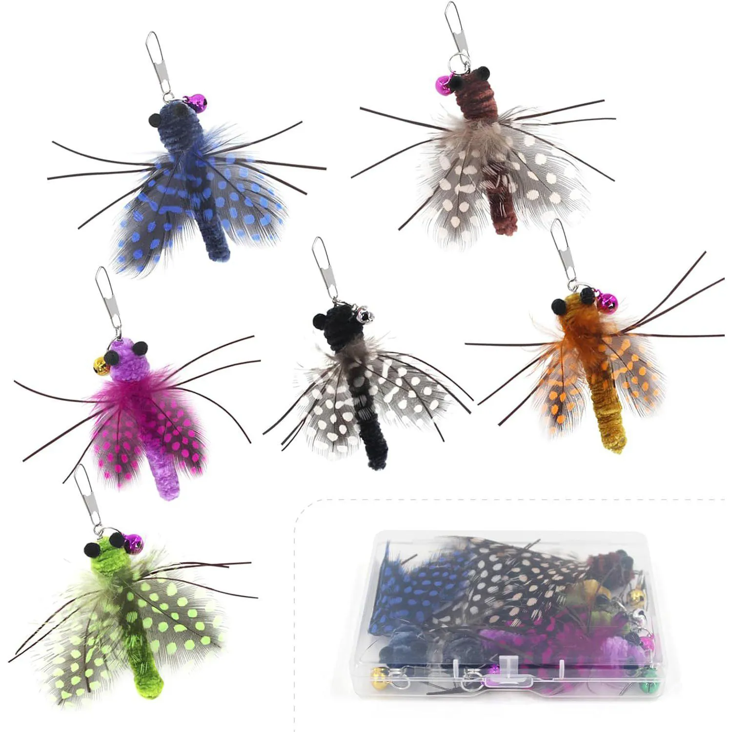 Juguete para Gatos Repuesto Insecto Plumas Interactivo 6 Piezas Songway