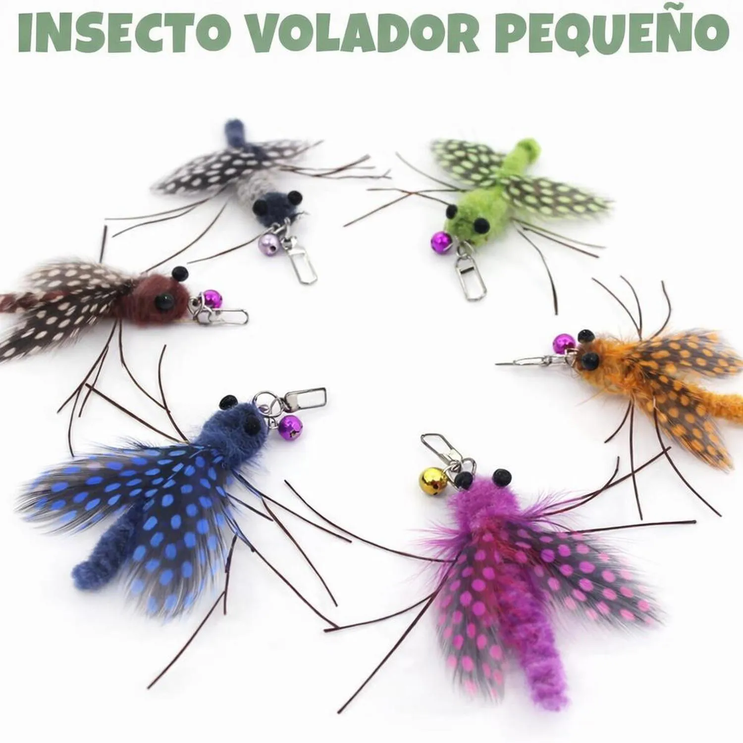 Juguete para Gatos Repuesto Insecto Plumas Interactivo 6 Piezas Songway