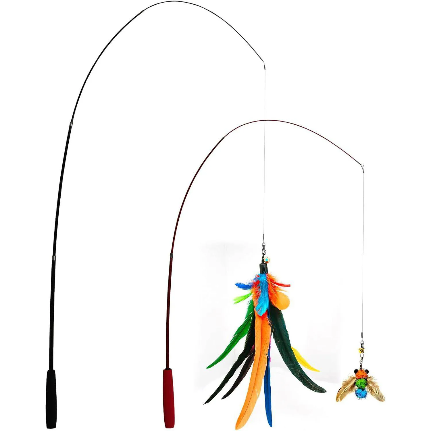 Juguete para Gatos Varita Telescópica Plumas Natural 127 cm Miwoowim