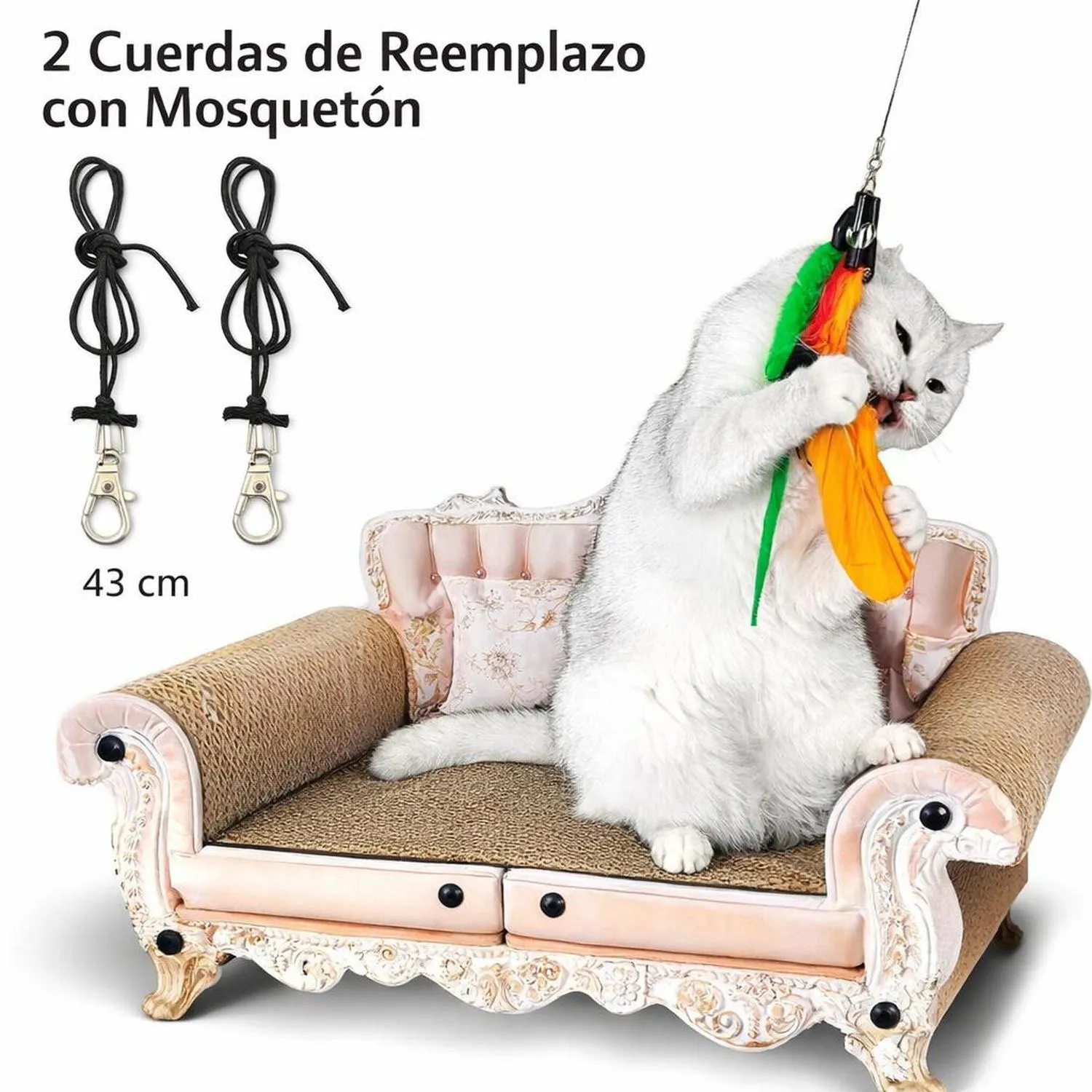 Juguete para Gatos Varita Telescópica Plumas Natural 127 cm Miwoowim 5
