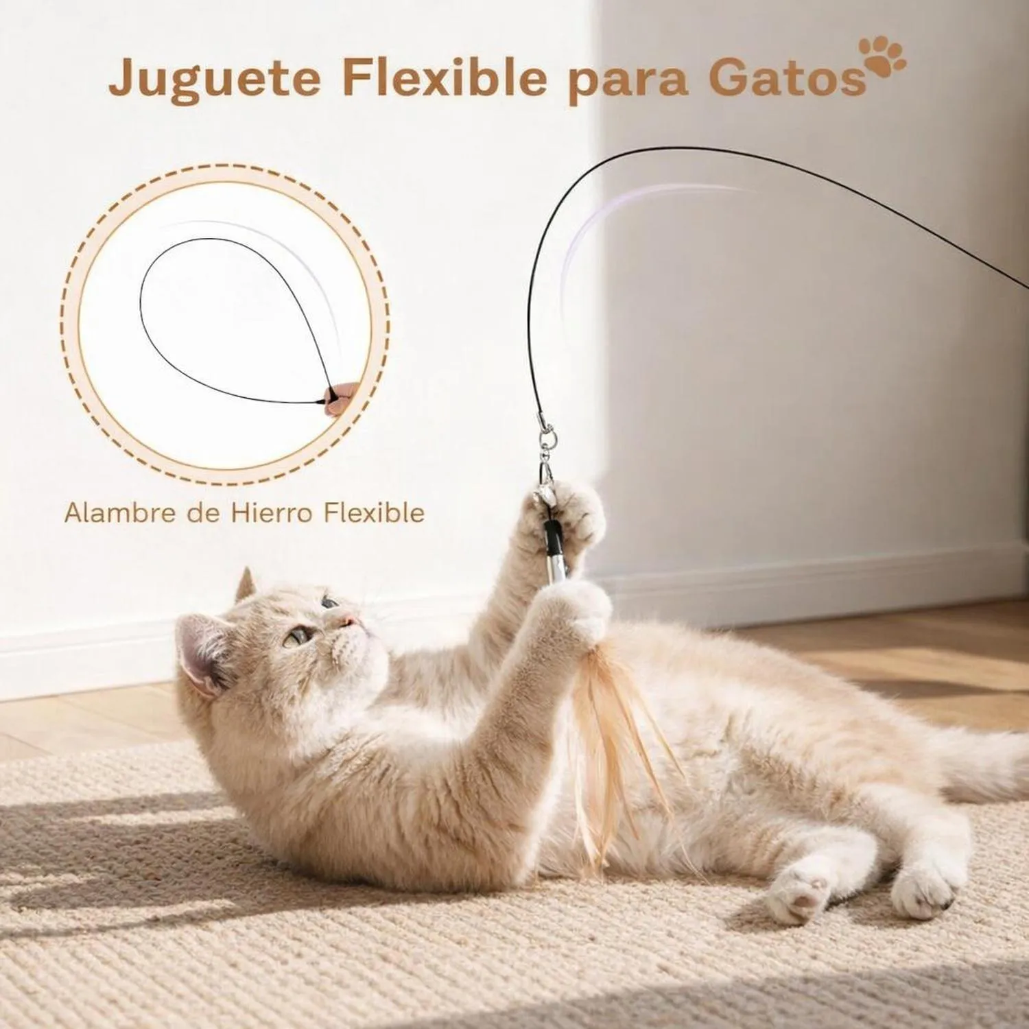 Juguete para Gatos Varita Plumas Interactiva 87.63 cm Pawaboo