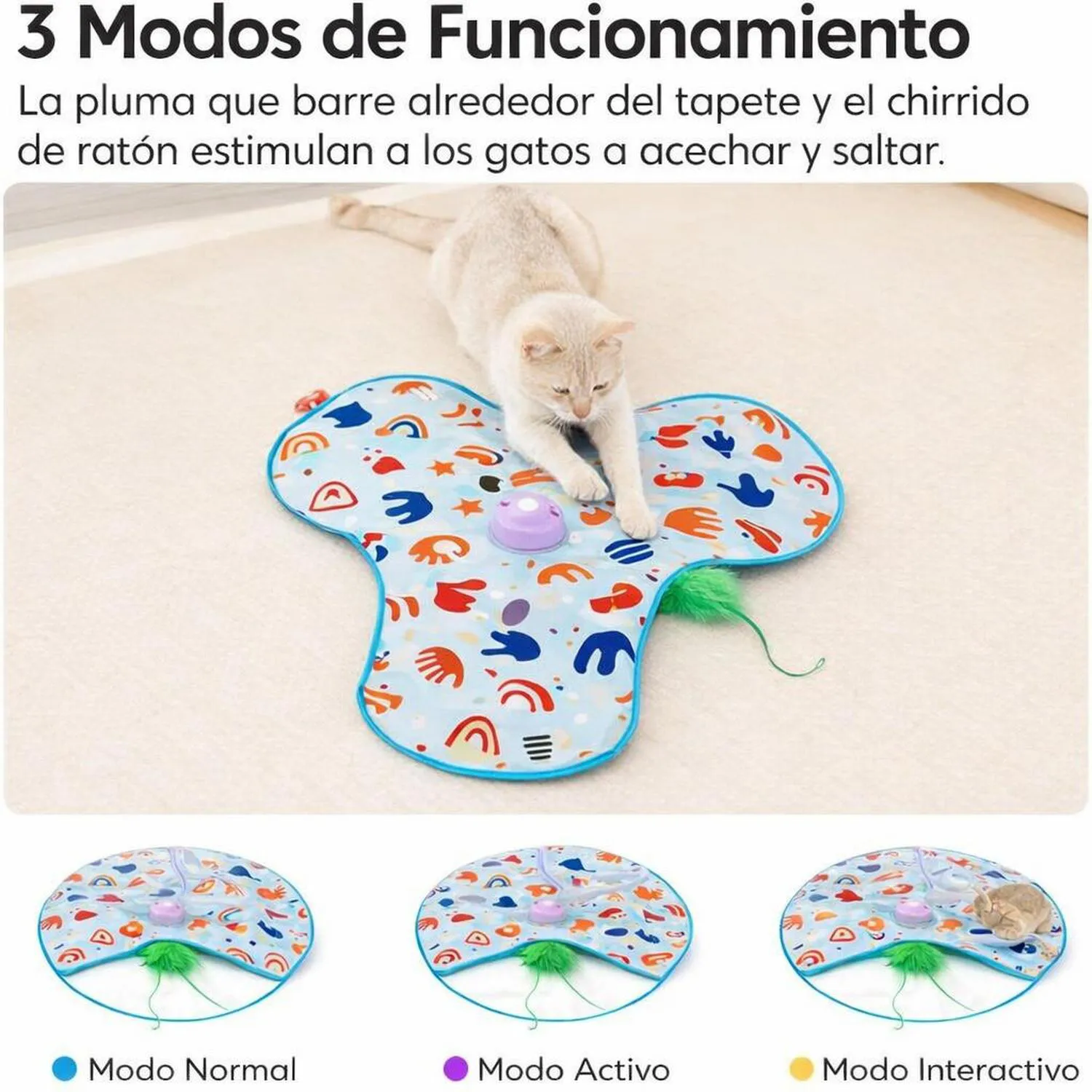 Juguete para Gatos Automático Escondite plumas tela recargable Potaroma 3