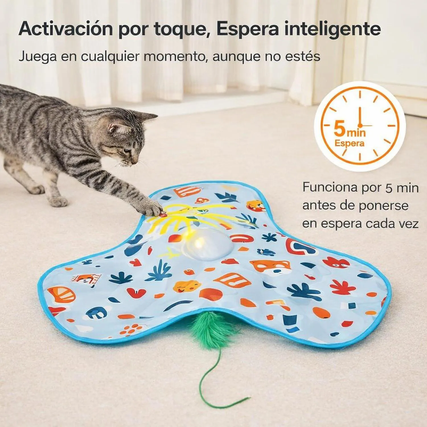 Juguete para Gatos Automático Escondite plumas tela recargable Potaroma 4