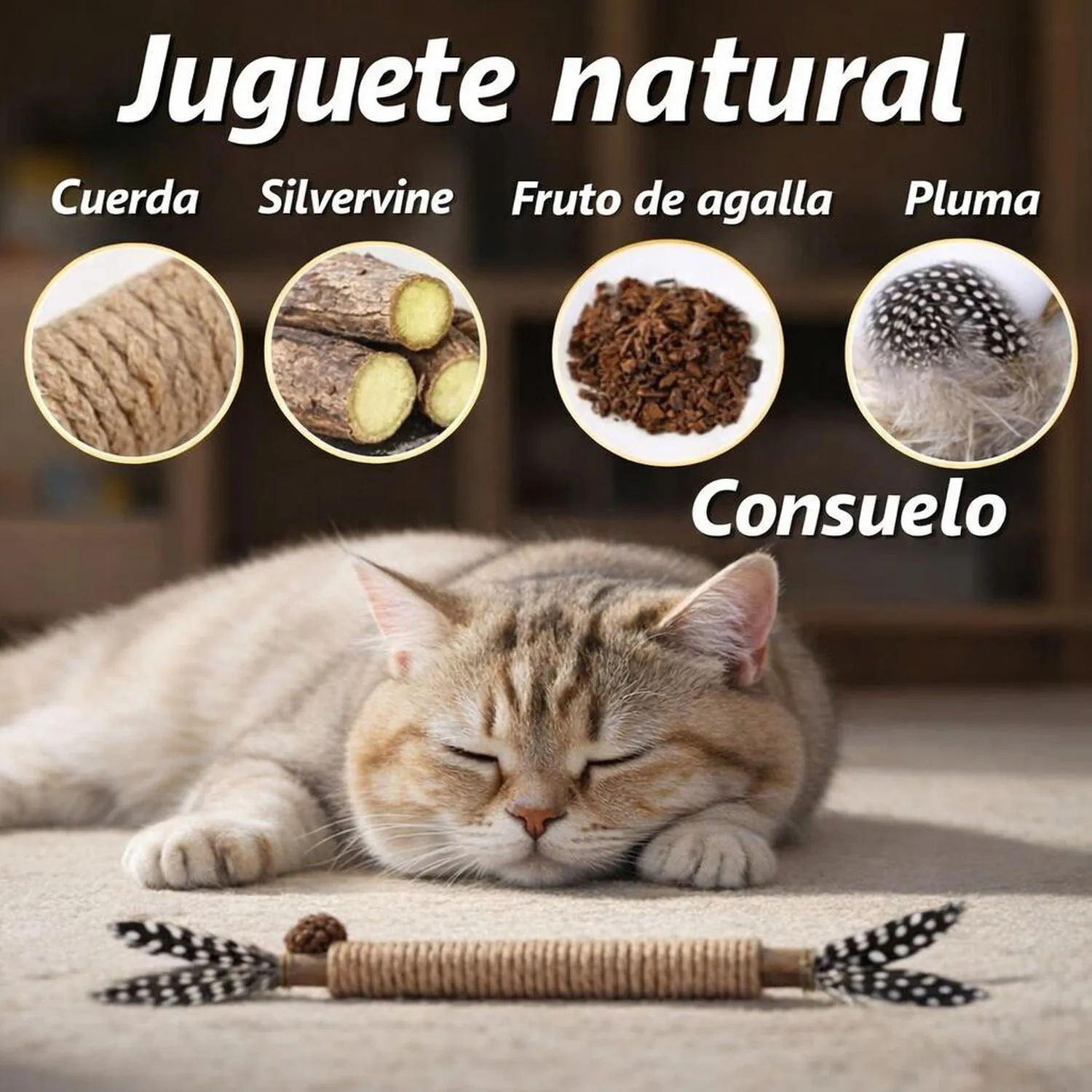 Juguete para Gatos Palito Masticable Plumas Silvervine 3 Piezas Grembeb 3