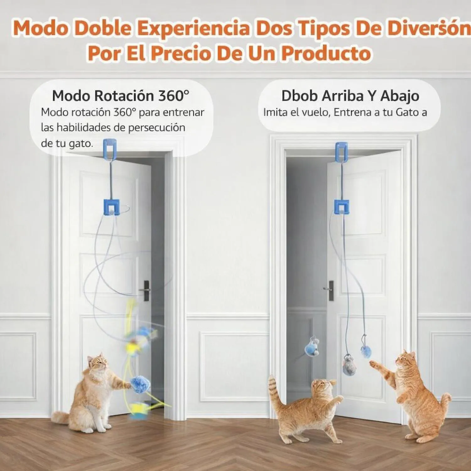 Juguete para Gatos Colgante Pájaro Plumas Interactivo 120 cm Happycode 3