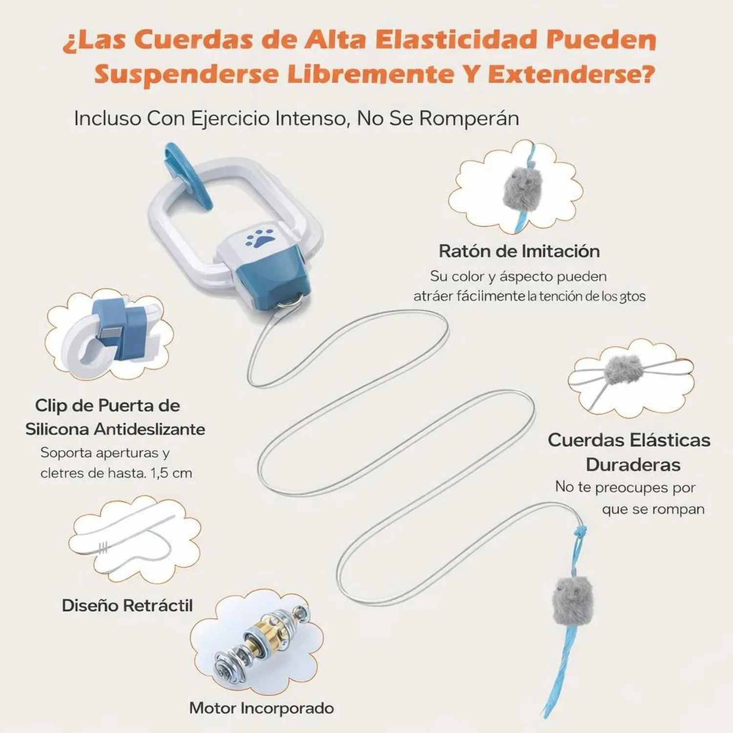 Juguete para Gatos Colgante Pájaro Plumas Interactivo 120 cm Happycode 4