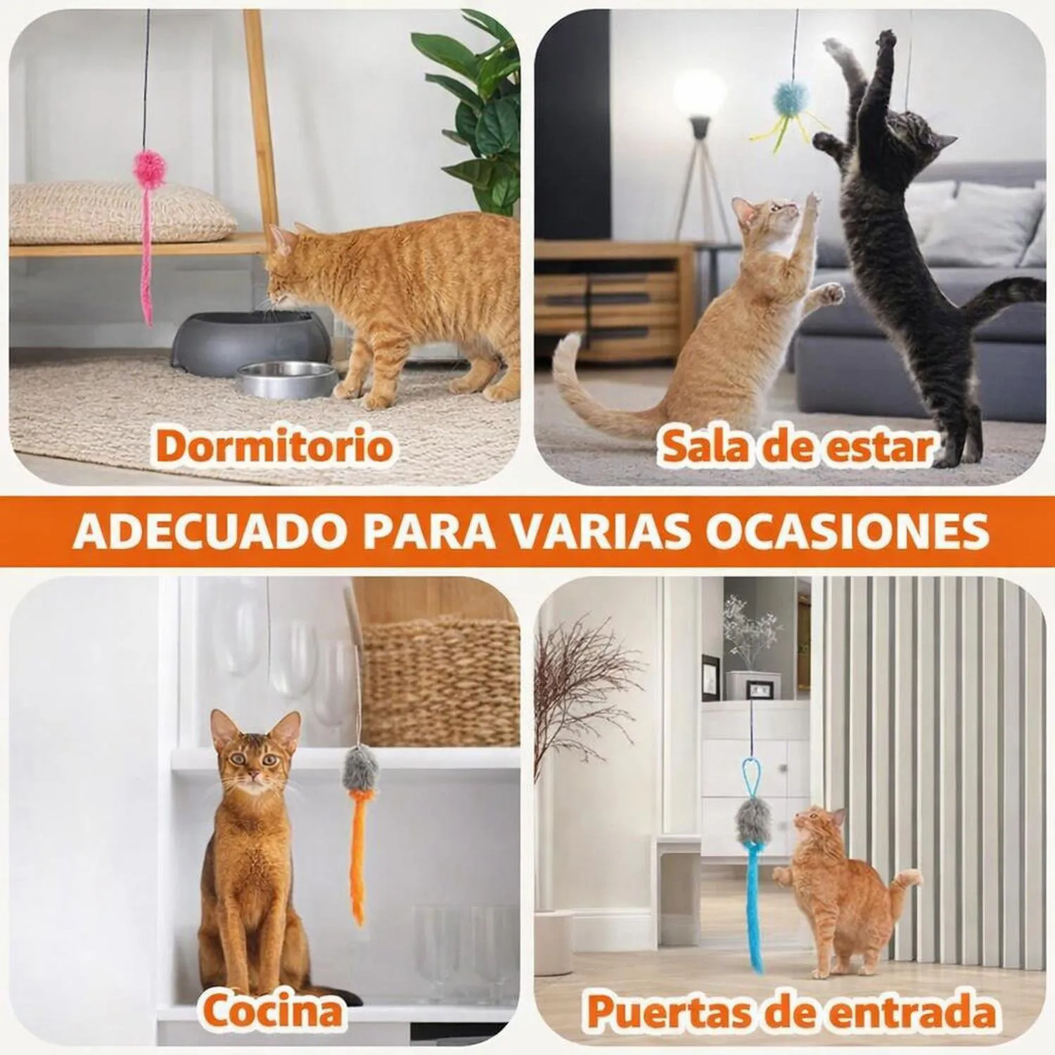 Juguete para Gatos Colgante Pájaro Plumas Interactivo 120 cm Happycode 5