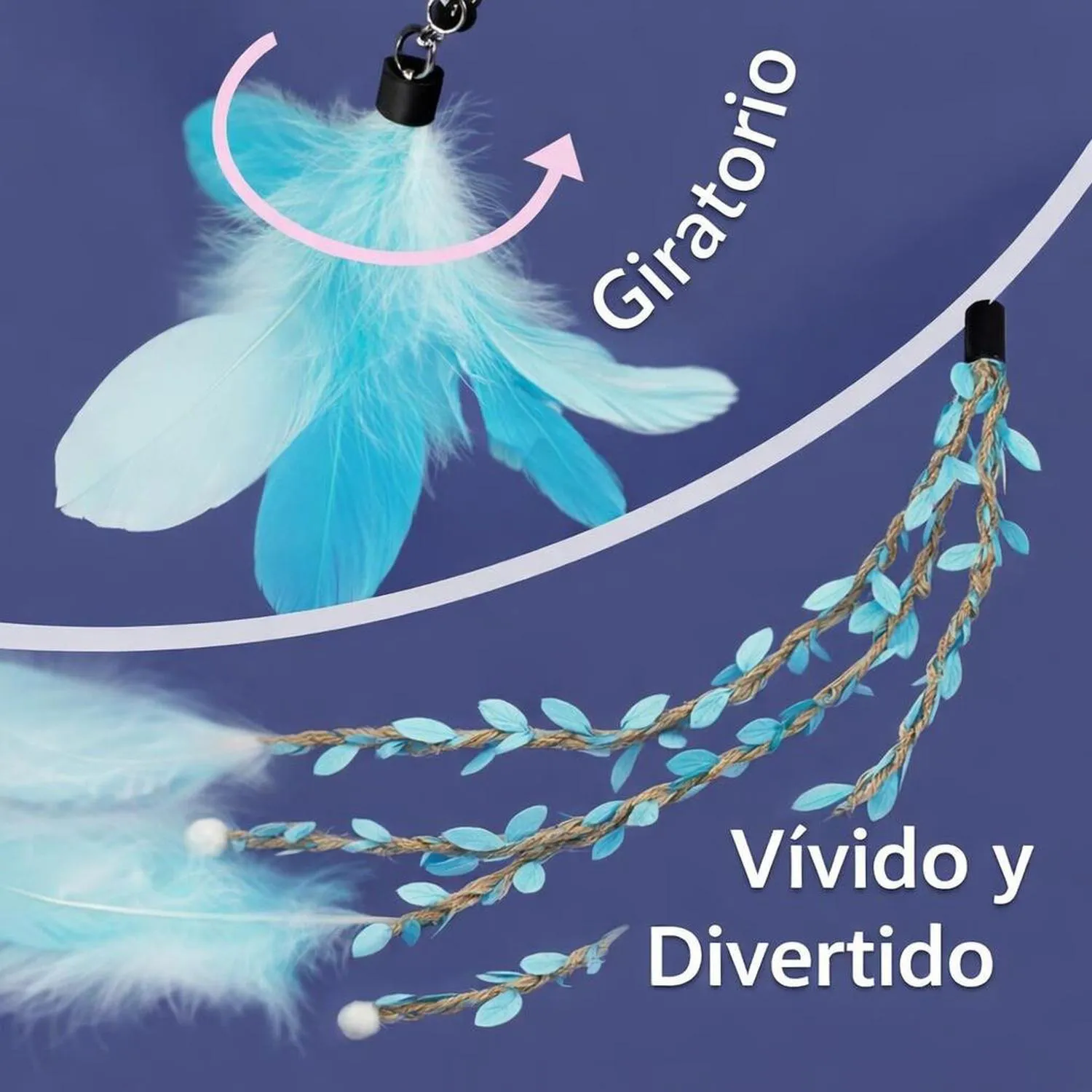 Juguete para Gatos Varita Retráctil Peluche Plumas 96 cm Songway 3