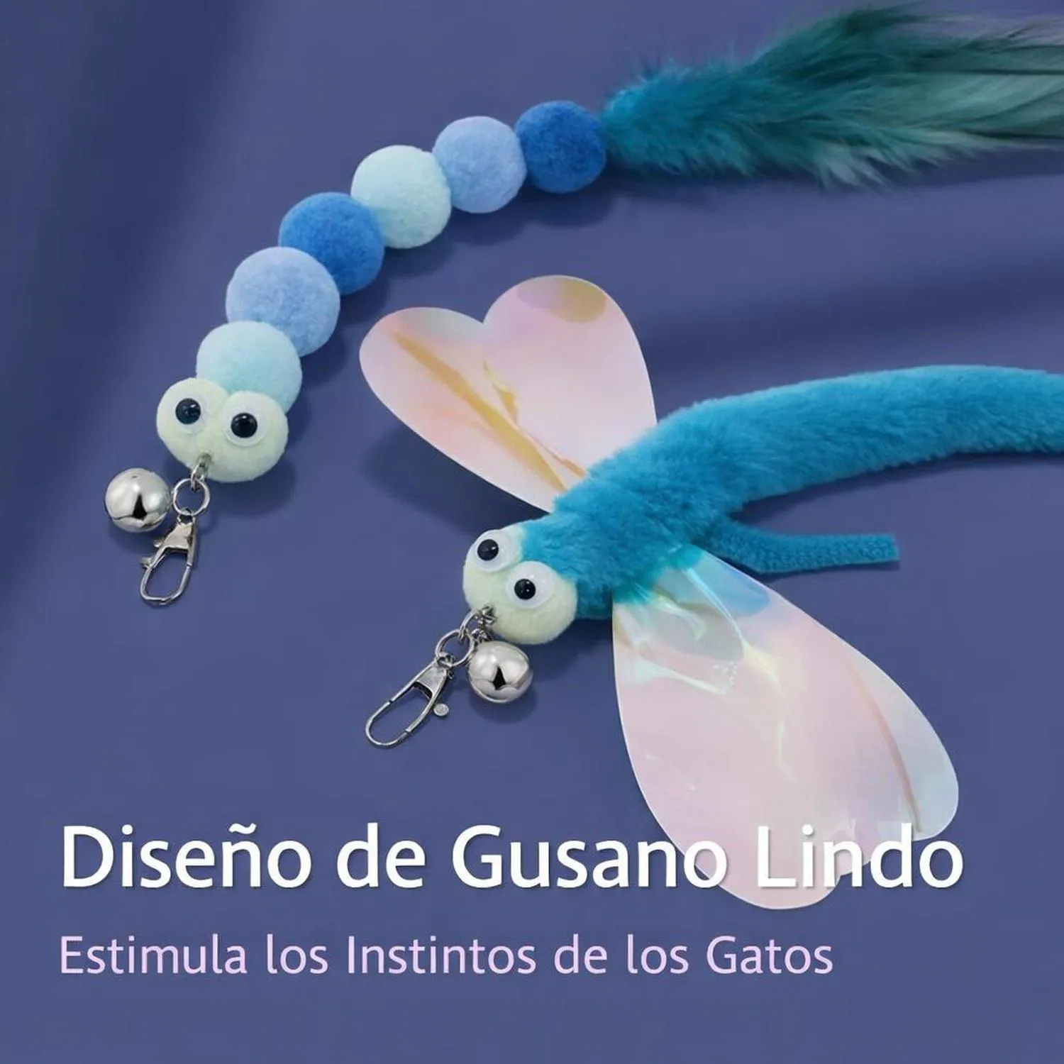 Juguete para Gatos Varita Retráctil Peluche Plumas 96 cm Songway 4