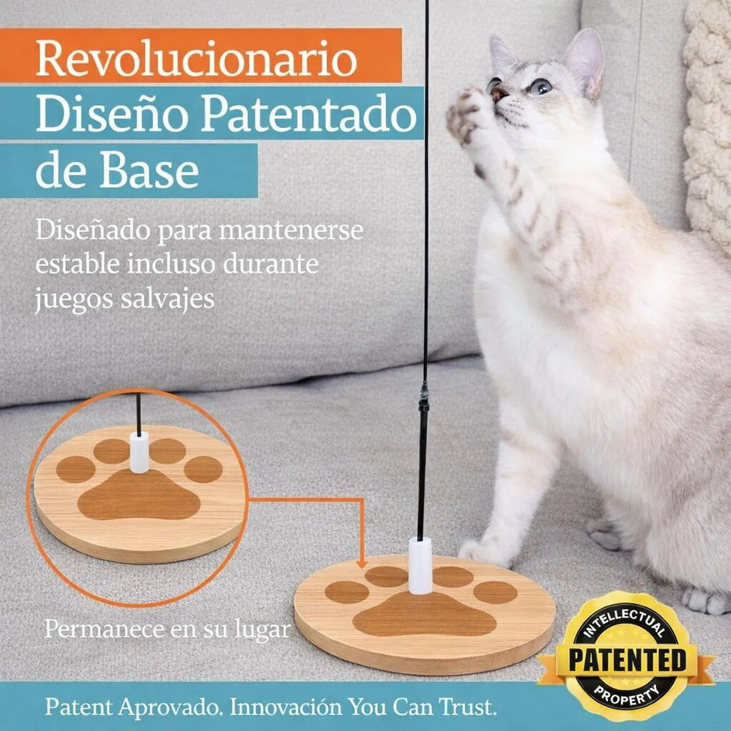 Juguete para Gatos Varita Plumas Ventosa Base Madera 9 Piezas Gadgetsolgy