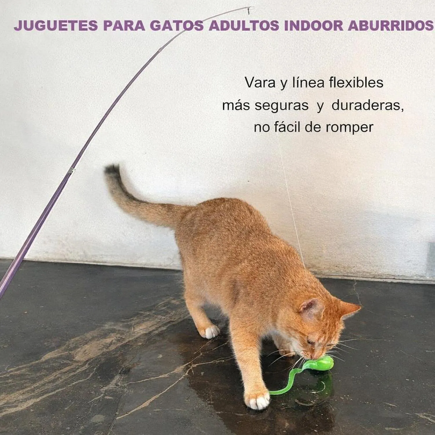 Juguete para Gatos Varita Retráctil Gusano Peluche 97 cm ZeyZoo 5