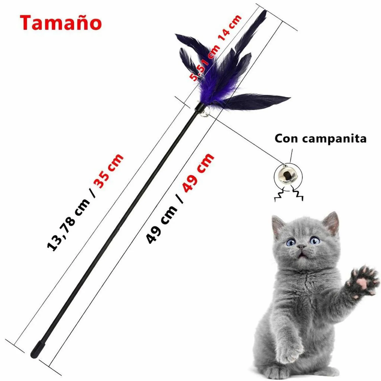 Juguete para Gatos Varita Plumas Interactiva 49 cm Cateness 4