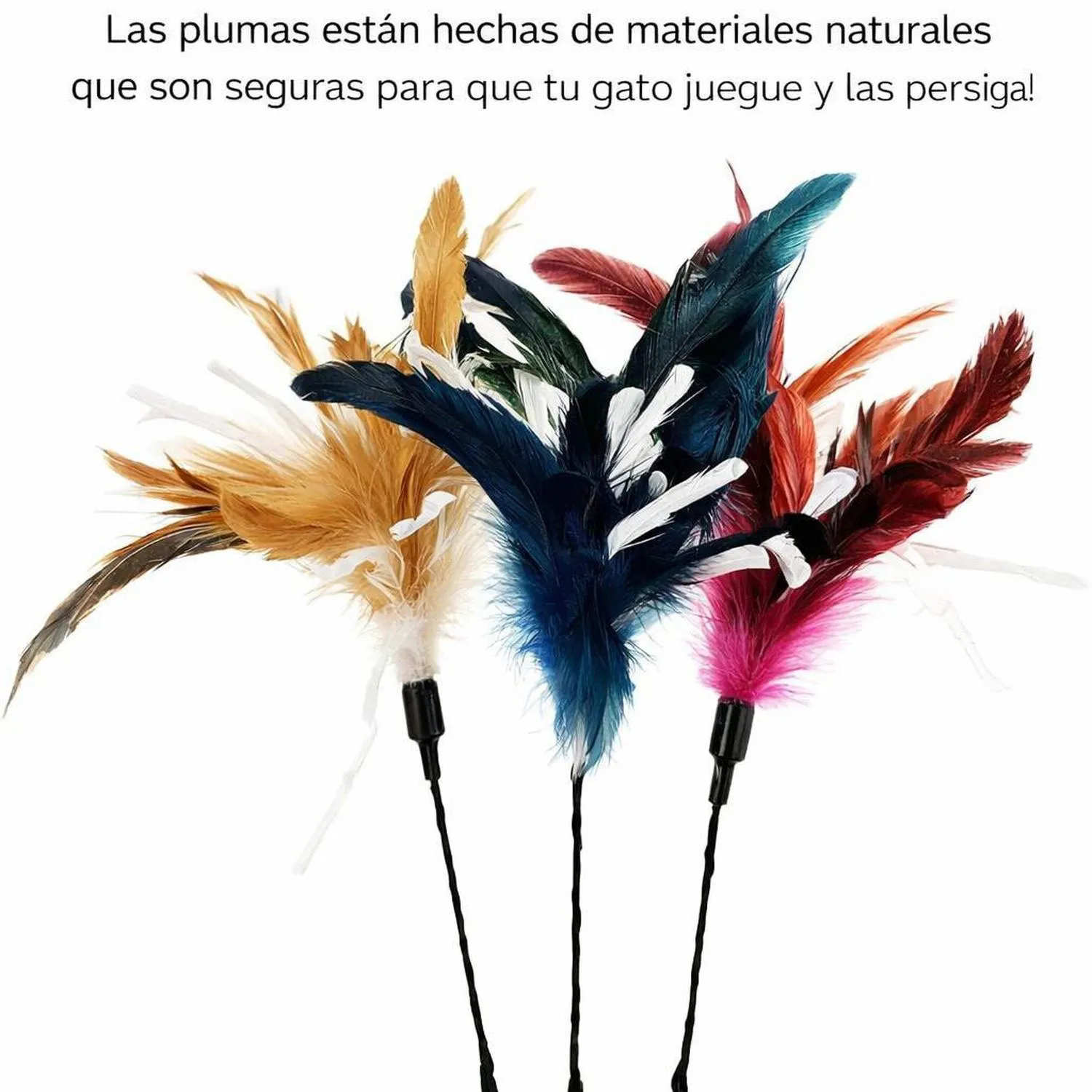 Juguete para Gatos Varita Plumas Interactiva Portátil 50 cm 4