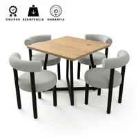 Comedor Cuadrado Nala + 4 Sillas Kanala Gris