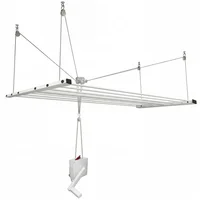 Tendedero de Techo Con Polea Elevable 200x69cm Acero 100 Lbs