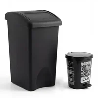 Set Papelera Vaivén Plana 35 Litros Negro + Caneca Pedal 6 Litros Morning Coffee
