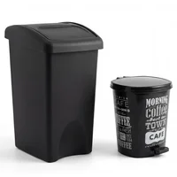 Set Papelera Vaivén Plana 35 Litros Negro + caneca Pedal Iml Oz 11 Litros Morning Coffee