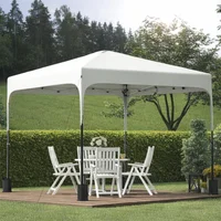 Toldo Exterior de Playa Plegable con Patas Inclinadas 253 x 253 x 268 cm Blanco