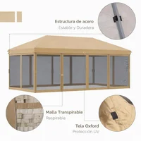 Toldo Mosquitero Exterior de Venta para Puerta y Ventana 585 x 295 x 270 cm Beige