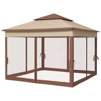 Toldo Exterior de Venta con Mosquitero y Lámina de Protección 325 x 325 x 270 cm Caqui