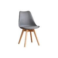 Silla Fyn Gris Oscuro Diseño Minimalista con Espaldar Cojín y Patas de Madera