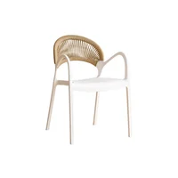 Silla Daytona Blanco y Café Claro con Espaldar Reposa Brazos y Diseño Minimalista
