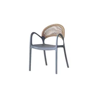 Silla Daytona Gris Oscuro y Café Claro con Espaldar Reposa Brazos y Diseño Minimalista